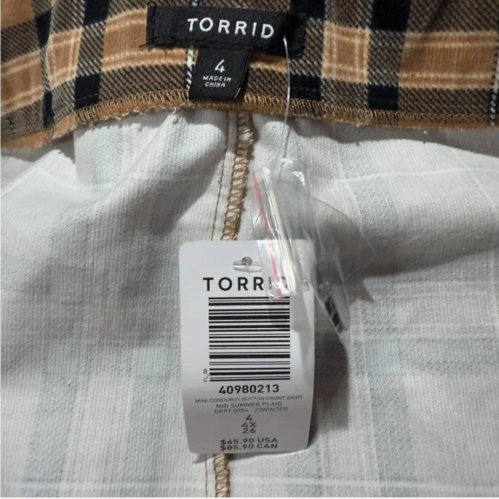 Torrid Brown Mini Corduroy Button-Front Skirt Plus Size 4X/26W | Fall Plaid - Picture 8 of 9